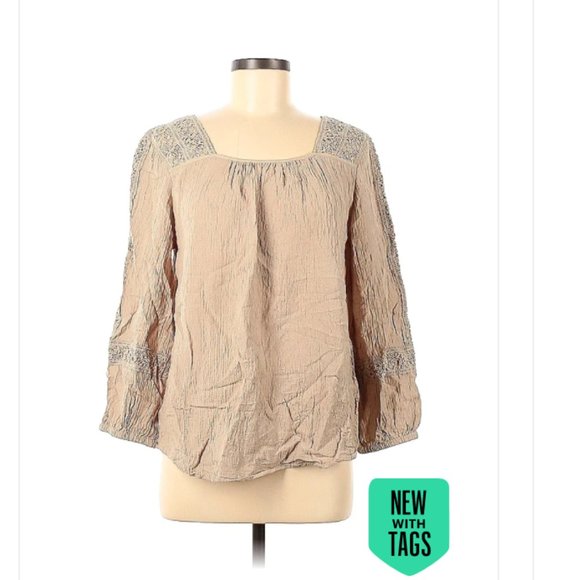 Soft Surroundings Tops - Soft Surroundings Tan Long Sleeve Blouse Size Medium - NWT